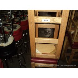 US WOOD RED TOPPED CUSHION BAR STOOL 29  2X MONEY