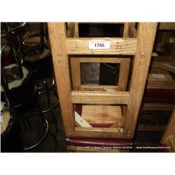 US WOOD RED TOPPED CUSHION BAR STOOL 29  2X MONEY