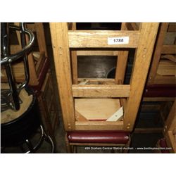 US WOOD RED TOPPED CUSHION BAR STOOL 29  2X MONEY