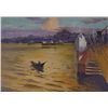 Image 1 : American Landscape Oil Painting on Board Framed