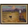 Image 5 : American Landscape Oil Painting on Board Framed
