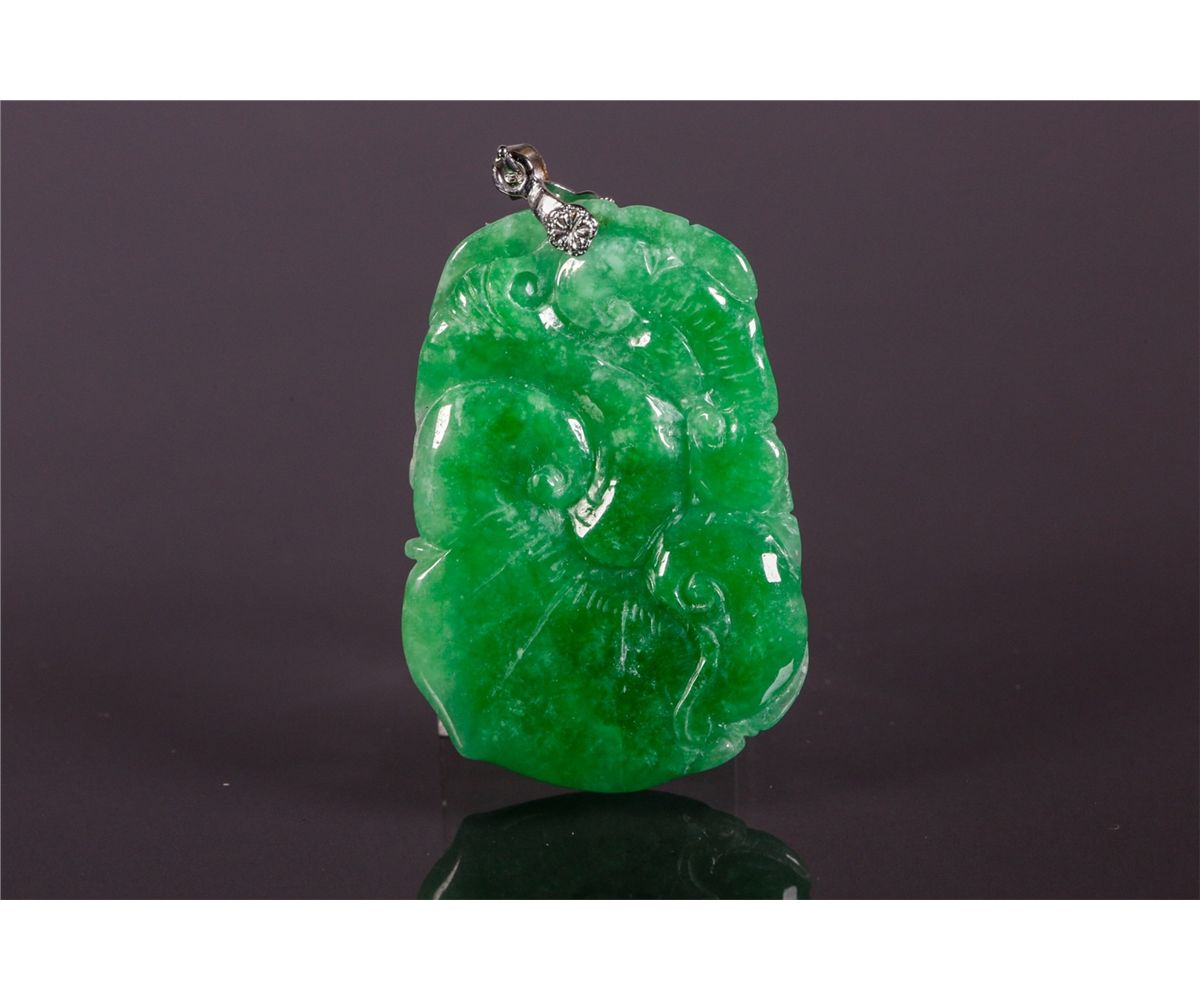 Chinese Emerald Green Jadeite Pendant