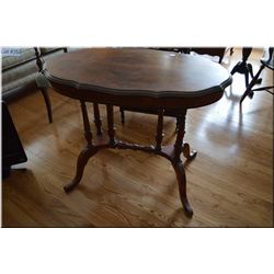 Victorian mahogany console table with reeded column supports on cabriole base