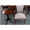 Image 1 : Mid 20th century open arm parlour chair and a pie crust center pedestal occasional table