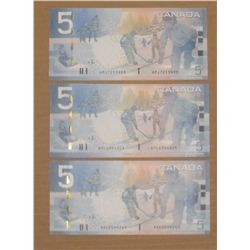 3 Canada 5$ notes