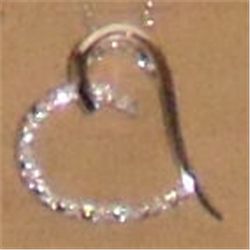 Heart shaped silver diamonds pendant