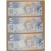 Image 1 : 3 Canada 5$ notes