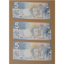3 Five dollards Canada notes