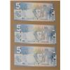 Image 1 : 3 Five dollards Canada notes