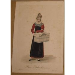 1827 authentic antique gravure Paris la Blanchisseuse