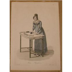 Paris 1827 Repafsseuse etching gravure hand water-coloured