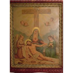 6 angels with Lady with Christ religious antique old image