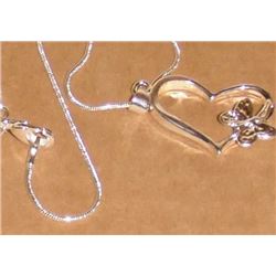 Heart shaped silver papillon pendant