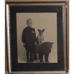 Antique photo child with dog with teddy bear