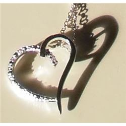Sterling silver heart with diamond pendant