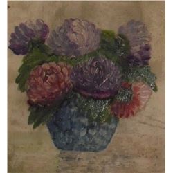 "Fleurs en vase" antique oil painting by Joachin Burcheron Lariviere