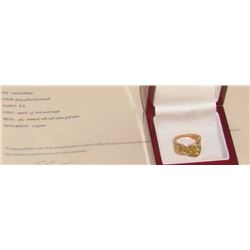 Fancy yellow 36 diamonds 14 kt yellow gold on sterling silver ring