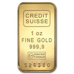 1 oz Credit Suisse Gold Bar .9999 Fine (In Assay)