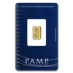 1 gram Pamp Suisse Gold Bar .9999 Fine (In Assay)