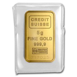 5 gram Statue of Liberty Credit Suisse Gold Bar .9999 Fine