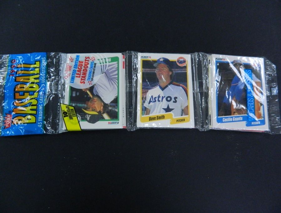 1990 Fleer Baseball Unopened Rack Pack, 45 cards plus 3 logo stickers