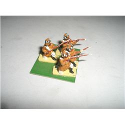 VINTAGE TOY SOLDIERS 4 TOTAL AFRICAN SOLDIERS *HAND PAINTED & PLASTIC* THEY ARE GLUED TO CARD!!