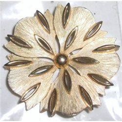 VINTAGE BROOCH LARGE FLOWER PATTERN STAMPED *TRIFARI* BOOK VALUE $65.00!! BROOCH CAME OUT OF SAFE!!