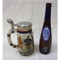 AVON STEIN/MUG GREAT AMERICAN FOOTBALL & ERNIE BANKS BASEBALL BAT COORS BOTTLE