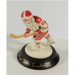 SID ABLE, TED LINDSAY & GORDIE HOWE AUTOGRAPHED SANTA FIGURINE