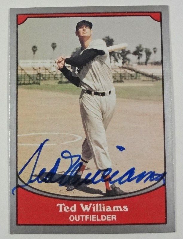 TED WILLIAMS AUTOGRAPHED BASEBALL CARD 1990 PACIFIC TRADING CARD