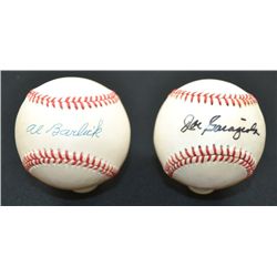 AL BARLICK & JOE GARAGIOLA AUTOGRAPHED BASEBALLS (2)