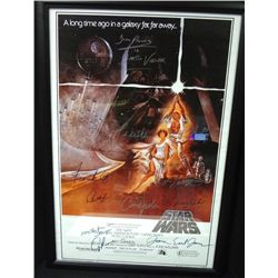 STAR WARS Movie POSTER 27x40 AUTOGRAPHED/SIGNED by MARK HAMILL, HARRISON FORD,