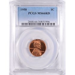 1958 Lincoln Cent PCGS MS66 RED
