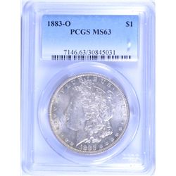 1883-O MORGAN SILVER DOLLAR, PCGS MS-63  NICE