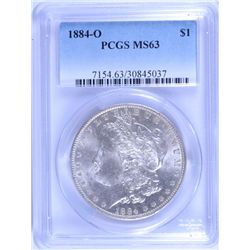 1884-O MORGAN SILVER DOLLAR, PCGS MS-63
