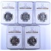Image 1 : LOT OF ( 5 ) 1962 FRANKLIN HALF DOLLARS, NGC PROOF-66
