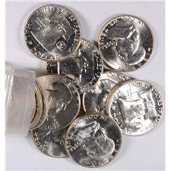 ORIGINAL GEM BU ROLL ( 20 ) COINS 1956 FRANKLIN HALF DOLLARS