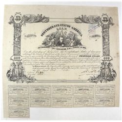 1862 FIVE HUNDRED DOLLAR CONFEDERATE LOAN BOND B-58 FEAT. THOMAS BRAGG