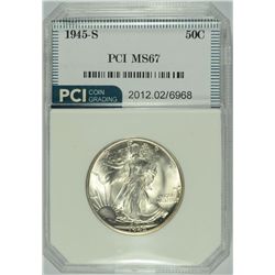 1945-S WALKING LIBERTY HALF DOLLAR, PCI MS-67 SUPERB CHERRY, WOW! LOOK!