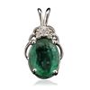 Image 1 : 14KT White Gold 2.87ct Emerald and Diamond Pendant Without Chain