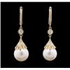 Image 1 : 14KT Yellow Gold Pearl and Diamond Earrings