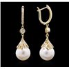 Image 2 : 14KT Yellow Gold Pearl and Diamond Earrings