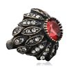 Image 2 : Silver 1.45ct Red Crystal and Cubic Zirconia Ring