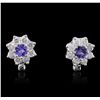 Image 1 : 14KT White Gold 1.08ctw Tanzanite and Diamond Earrings