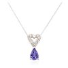 Image 2 : 14KT White Gold 0.93ct Tanzanite and Diamond Pendant With Chain