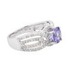 Image 2 : 14KT White Gold 1.51ct Tanzanite and Diamond Ring