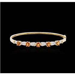 14KT Yellow Gold 2.26ctw Orange Sapphire and Diamond Bangle Bracelet