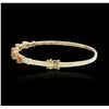 Image 2 : 14KT Yellow Gold 2.26ctw Orange Sapphire and Diamond Bangle Bracelet