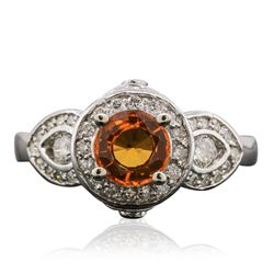 14KT White Gold 1.35ct Orange Sapphire and Diamond Ring