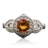 Image 1 : 14KT White Gold 1.35ct Orange Sapphire and Diamond Ring